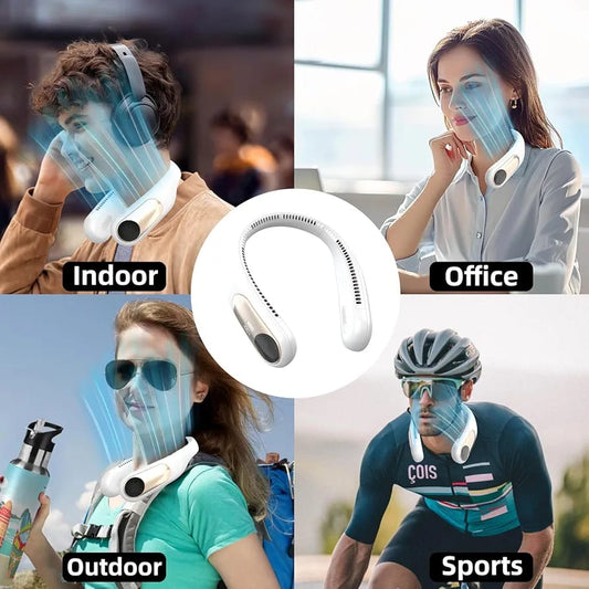 Portable Personal Neck Fan | Wearable Bladeless Cooling Fan | 360° All-Around Airflow 3-Speed Adjustment USB Rechargeable for Outdoor & Indoor Use