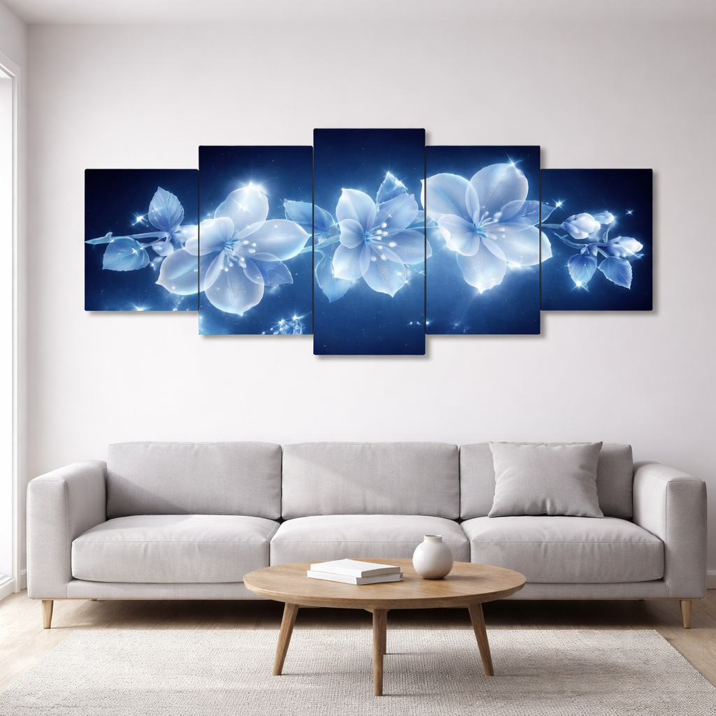 5 Pcs Wooden Sticky Wall Frames | 16x40 Inch Ready Size | Self Adhesive Wall Decor Tiles