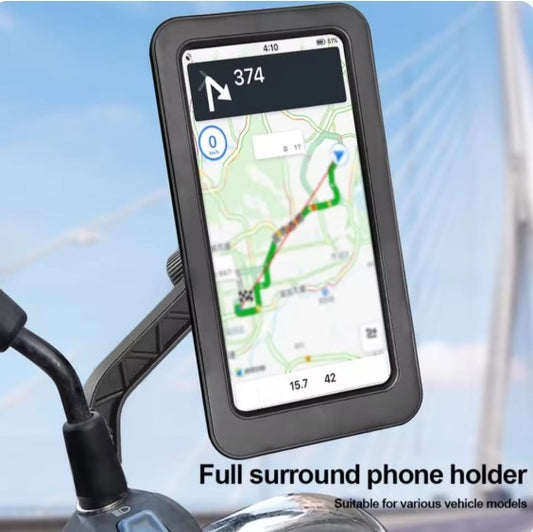 Waterproof Bike Phone Mount | 360° Rotatable Motorcycle & Bicycle Mobile Holder | Adjustable Touch Screen Handlebar Phone Support for All Bikes