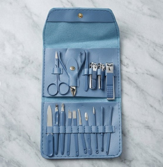 16-Piece Premium Personal Manicure & Pedicure Grooming Kit | Professional Stainless Steel Nail Clippers & Care Set | Travel Case