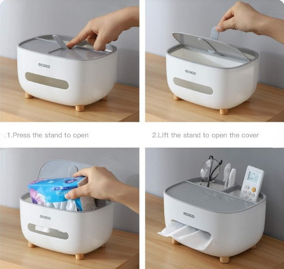 Ecoco Tissue Box | Multifunctional Storage Drawer Creative Desk Organizer | Kitchen Living Room | Office