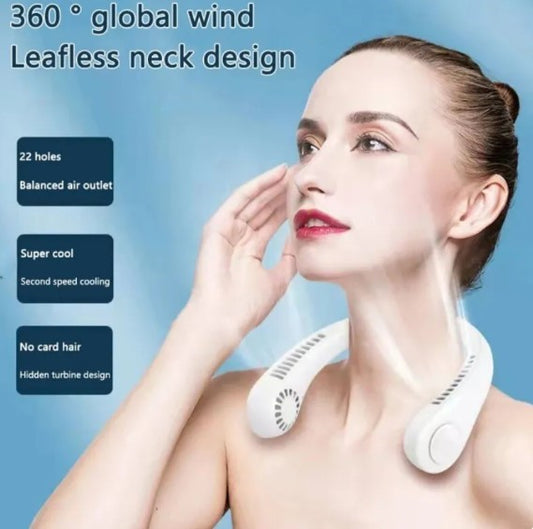Portable Bladeless Neck Cooler | Hands-Free 360° Airflow USB Rechargeable Neck Fan for Indoor & Outdoor Use