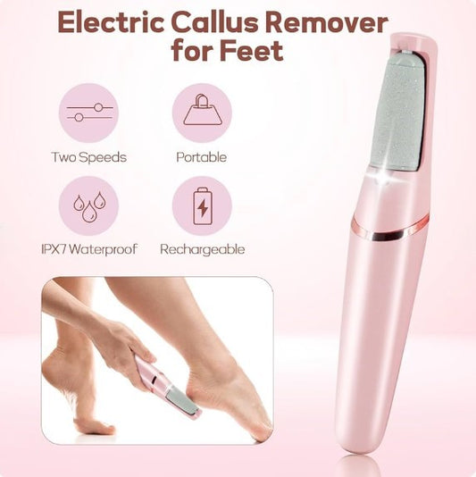 WEIMEI Electronic Pedicure Tool | Rechargeable Electric Foot File Callus Remover with Dual Speed & 2 Replacement Roller Heads