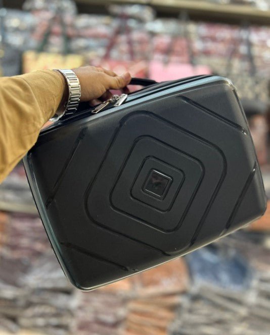 Premium Hard Shell Square Beauty Box | Portable Makeup | Cosmetic Travel Suitcase