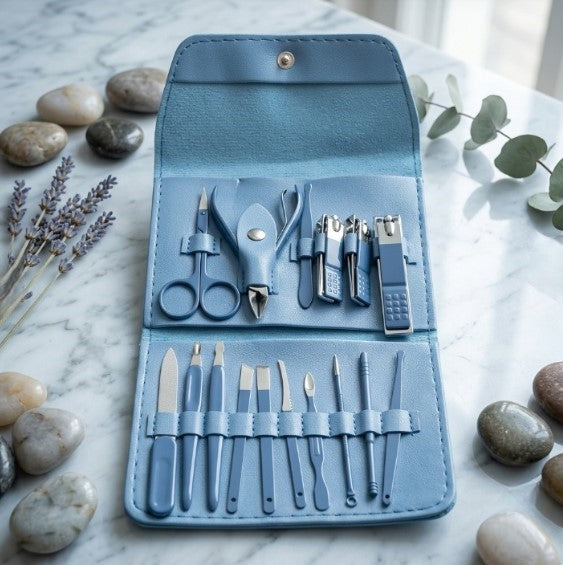 16-Piece Premium Personal Manicure & Pedicure Grooming Kit | Professional Stainless Steel Nail Clippers & Care Set | Travel Case