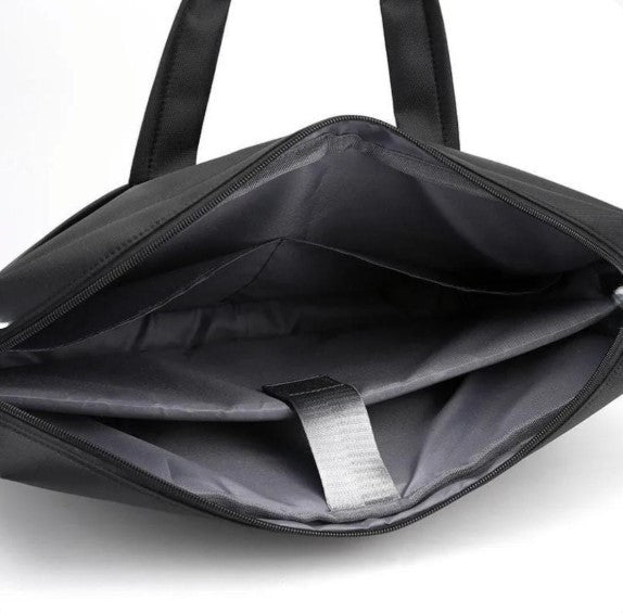 Premium 17-Inch Oxford Fabric Laptop Bag | Spacious Plain Black Waterproof Office Messenger Briefcase