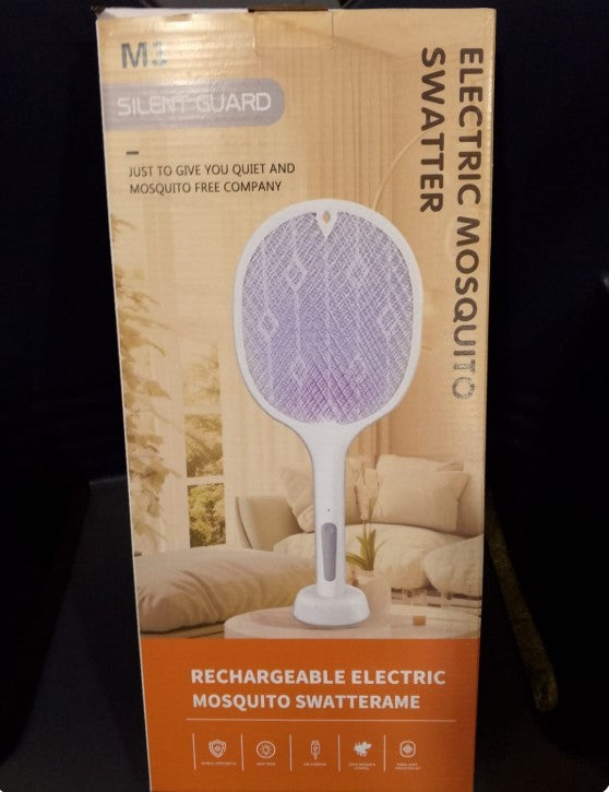 2 In 1 Electric Mosquito Killer | UV Light LED Lamp Rechargeable Mosquito Trap Racket | Anti Insect Bug Zapper