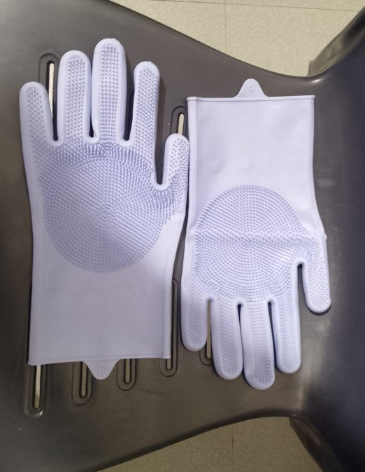 Silicone Dishwashing & Cleaning Pair Gloves | Reusable Heat-Resistant Scrubber Gloves for Kitchen | Bathroom | Household Cleaning