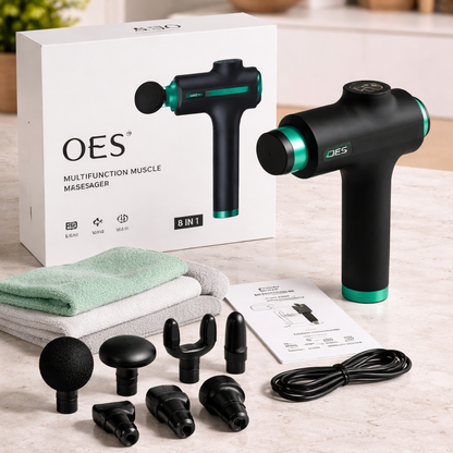 Multifunction Premium Muscle Massage Gun | Deep Tissue Percussion Massager | 8 Interchangeable Heads