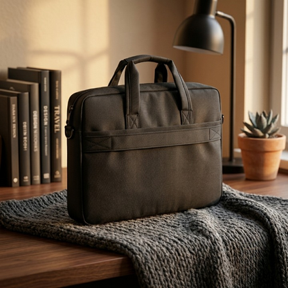 Premium 17-Inch Oxford Fabric Laptop Bag | Spacious Plain Black Waterproof Office Messenger Briefcase