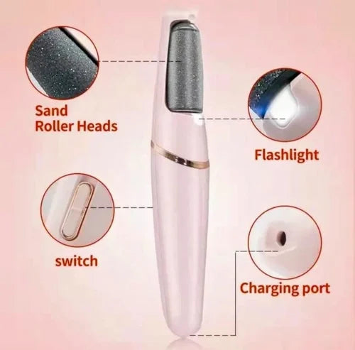 WEIMEI Electronic Pedicure Tool | Rechargeable Electric Foot File Callus Remover with Dual Speed & 2 Replacement Roller Heads