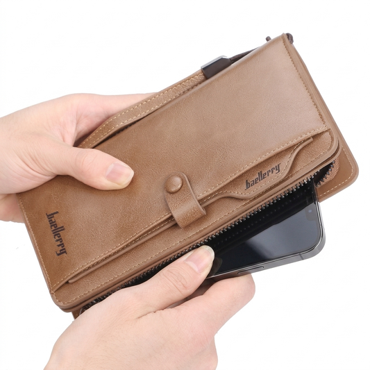 Balebaily Long Zipper Wallet | Men & Women PU Leather Wallet with 15 Card Slots Phone Pocket | Photo Window