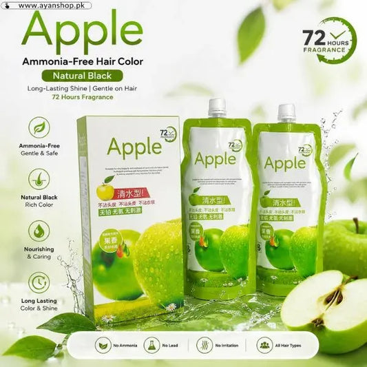 Apple Hair Color 96 Natural Black Ammonia | Chemical Free Hair Dye Brown Coverage Natural Black | Brown Shades 500x2ml