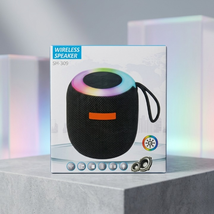 Mini Wireless Speaker SH-309 | Portable Bluetooth Sound Box with RGB LED Light & TWS Support