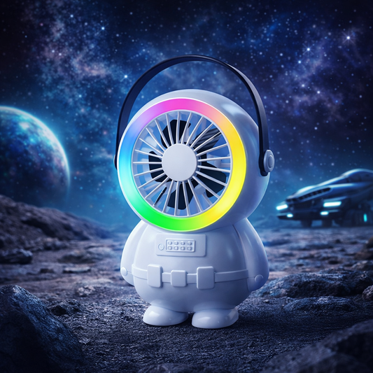 Astro Series Astronaut Mini Desktop Fan | Portable USB Rechargeable Fan with RGB Night Light