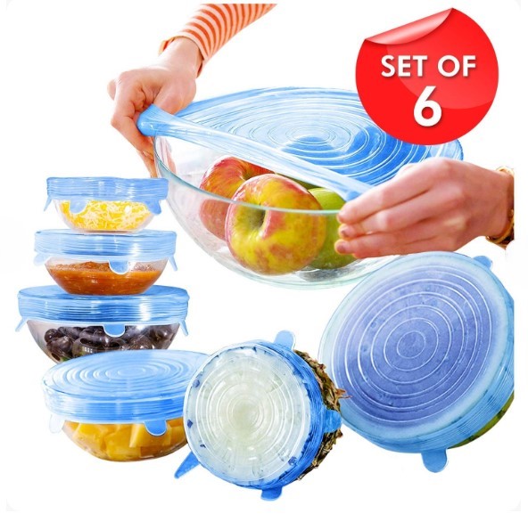 Silicone Premium Stretch Lids | Pack of 6 | Reusable Bowl Covers | Multi‑Size Food Savers