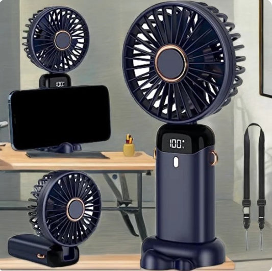 Rechargeable Hand Fan with LED Display | 5 Speed Modes Portable Mini Handy Fan for Kids & School Use