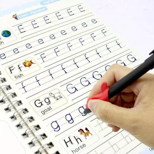 Sank Magic Practice Book Set 4 Books with Pen | 10 Refills Kids Handwriting Learning Kit
