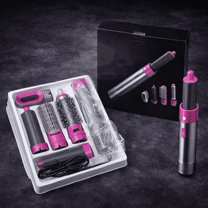 5-in-1 Professional Hot Air Styler & Hair Dryer Set | Multi-Functional Curler, Straightener & Volumizer Kit