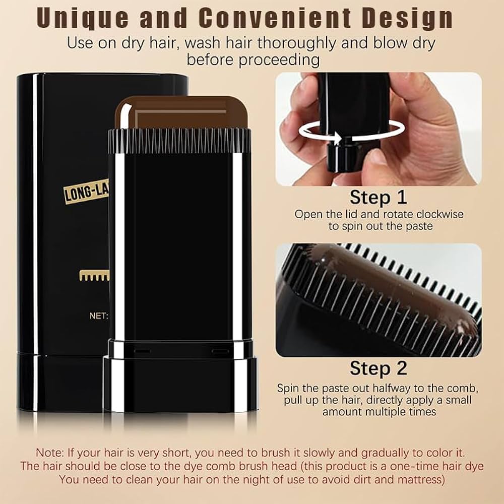 Hairdressing Wand Instant Root Touch-Up | Natural Black Hair Color Stick for Gray Hair Coverage