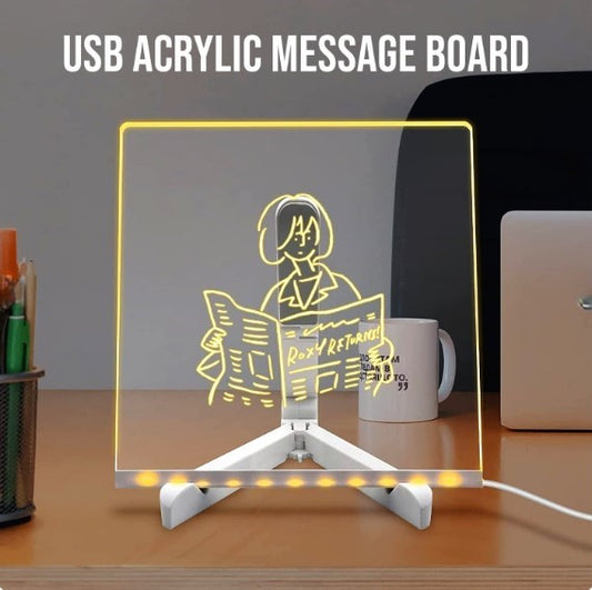 Colorful LED Writing Board Acrylic Message Board with USB Erasable Lights