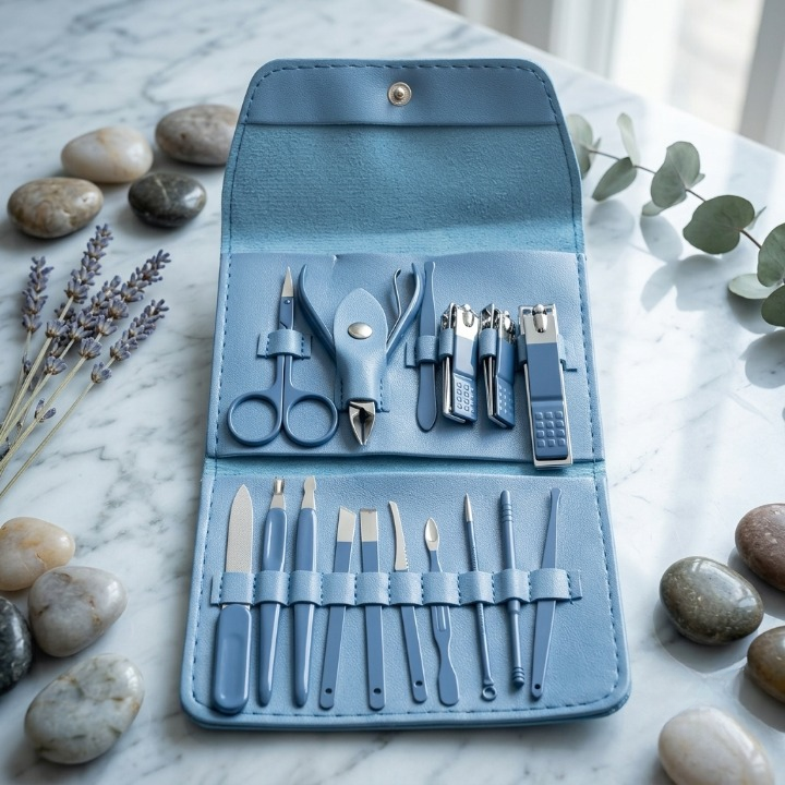 16-Piece Premium Personal Manicure & Pedicure Grooming Kit | Professional Stainless Steel Nail Clippers & Care Set | Travel Case
