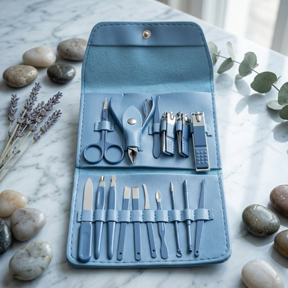 16-Piece Premium Personal Manicure & Pedicure Grooming Kit | Professional Stainless Steel Nail Clippers & Care Set | Travel Case