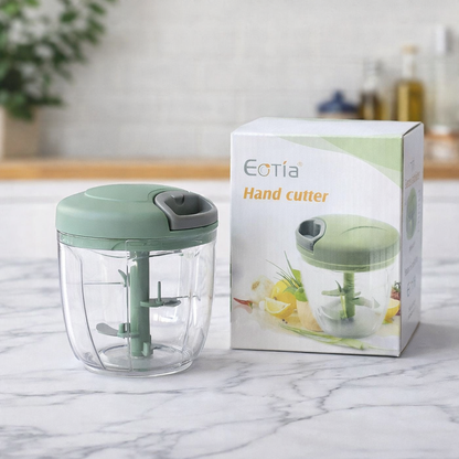 Eotia Manual Food Chopper | High-Speed 3-Blade Hand Cutter for Vegetables, Fruits & Herbs