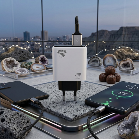 45W Multi-Protocol Dual Port | Travel Fast Charger Model GCH 20 | Integrated EU Europlug Type C Connector