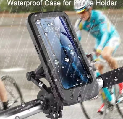 Waterproof Bike Phone Mount | 360° Rotatable Motorcycle & Bicycle Mobile Holder | Adjustable Touch Screen Handlebar Phone Support for All Bikes