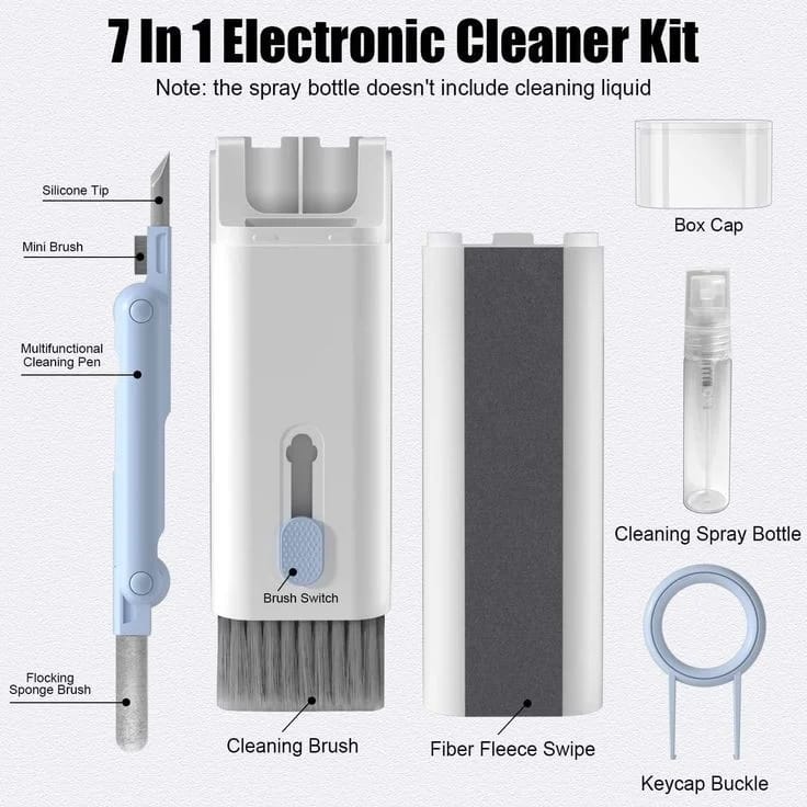 7 in 1 Computer Keyboard Cleaner Brush Kit | Multi-Function Earphone Cleaning Pen | Keycap Puller Tool Set