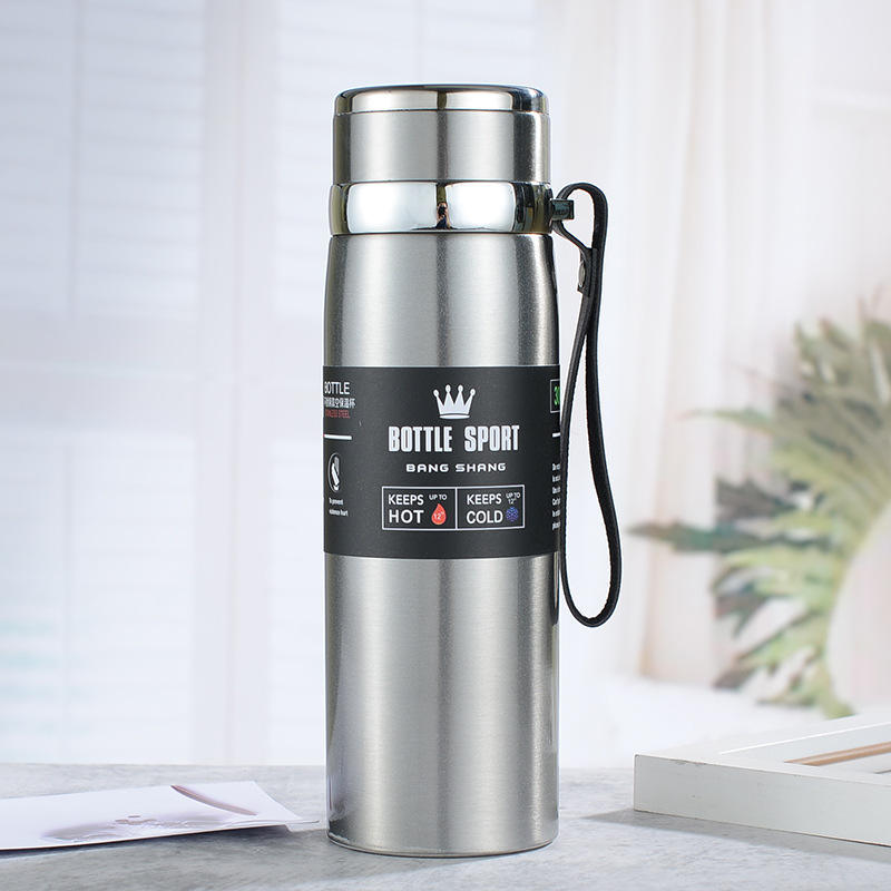 Stainless Steel Sports Bottle with Integrated Carry Strap | Vacuum Insulated | Leak-Proof Lid 800 ML| Random Color
