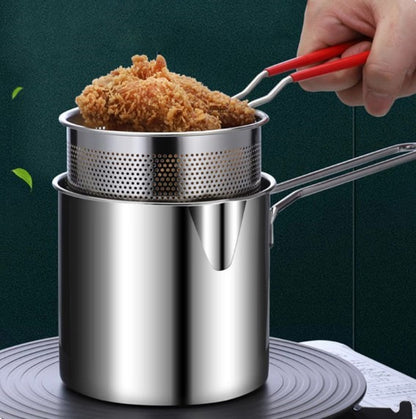 Fryer Frying Pot with Strainer 12ML Capacity | Basket Deep Fryer Pot for Baking Frying Boiling Home Kitchen