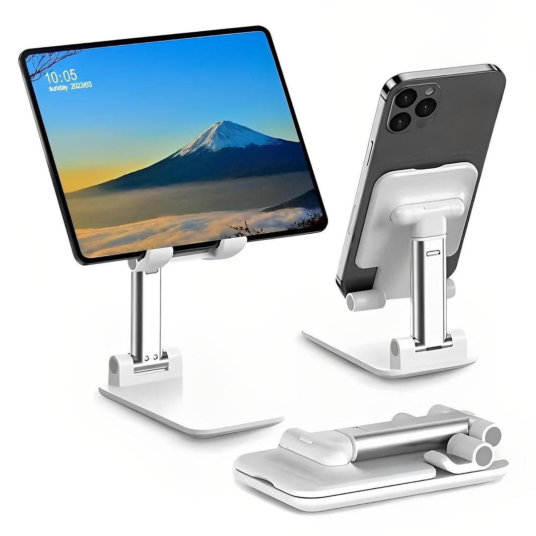 Premium Foldable Desktop Stand | Adjustable Height & Multi-Angle Portable Mount for All Mobiles & Tablets