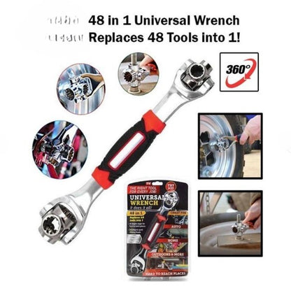 48-In-1 Universal Multi-Function Wrench | 360° Rotary Adjustable Spanner | Nuts & Bolts