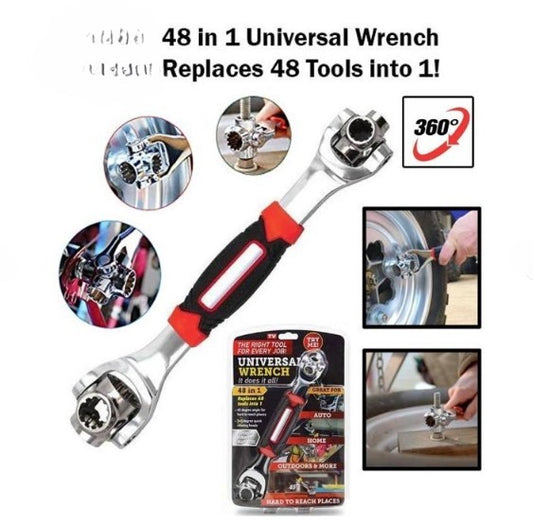 48-In-1 Universal Multi-Function Wrench | 360° Rotary Adjustable Spanner | Nuts & Bolts