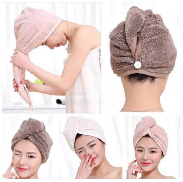 Pack Of 2 Super Absorbent Quick Dry Hair Towel | Microfiber Wrap Turban for Women Curly Long Thick Hair
