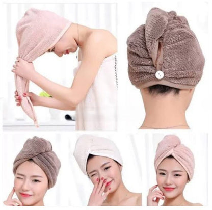Pack Of 2 Super Absorbent Quick Dry Hair Towel | Microfiber Wrap Turban for Women Curly Long Thick Hair