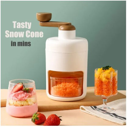 Portable Manual Ice Shaver Machine & Snow Cone Maker | Hand-Crank Slushie Maker with Stainless Steel Blades for Home Kitchen & Camping