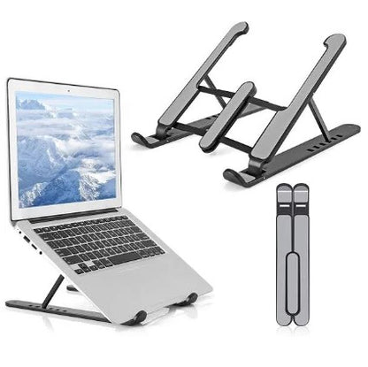 Metal Body Laptop Stand | Creative Folding Storage Bracket | Adjustable Portable Durable | 24×4.5cm Folded / 24×16.5cm Opened