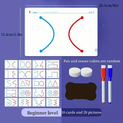 2-in-1 Brain Development Training Kit | Reusable Finger Maze & Pen Control Workbook for Kids & Adults (20 Training Pictures)