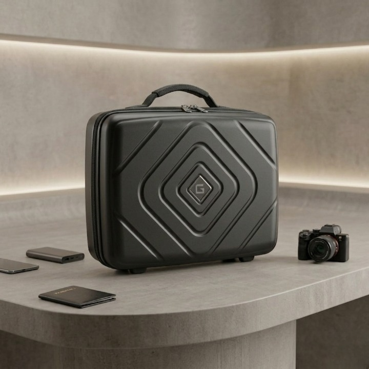 Premium Hard Shell Square Beauty Box | Portable Makeup | Cosmetic Travel Suitcase