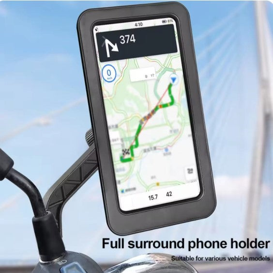 Waterproof Bike Phone Mount | 360° Rotatable Motorcycle & Bicycle Mobile Holder | Adjustable Touch Screen Handlebar Phone Support for All Bikes