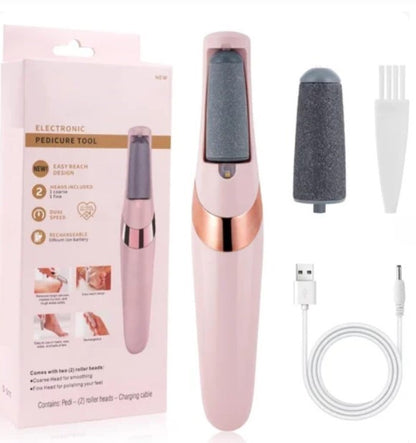 WEIMEI Electronic Pedicure Tool | Rechargeable Electric Foot File Callus Remover with Dual Speed & 2 Replacement Roller Heads