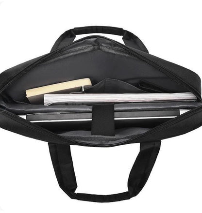 Premium 17-Inch Oxford Fabric Laptop Bag | Spacious Plain Black Waterproof Office Messenger Briefcase