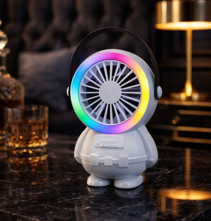 Astro Series Astronaut Mini Desktop Fan | Portable USB Rechargeable Fan with RGB Night Light