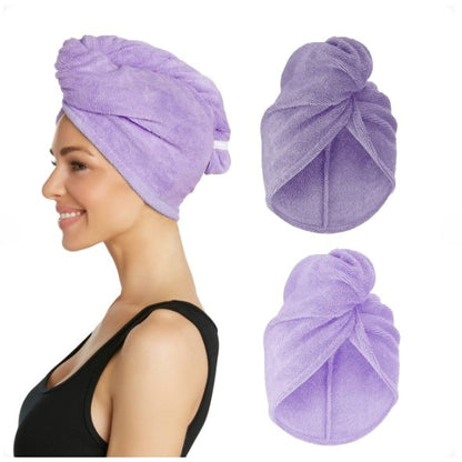 Pack Of 2 Super Absorbent Quick Dry Hair Towel | Microfiber Wrap Turban for Women Curly Long Thick Hair