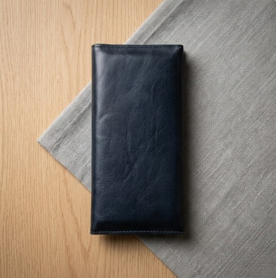 Premium Genuine Black Leather Long Wallet | Elegant Bi-Fold Business Clutch & Travel Organizer for Men