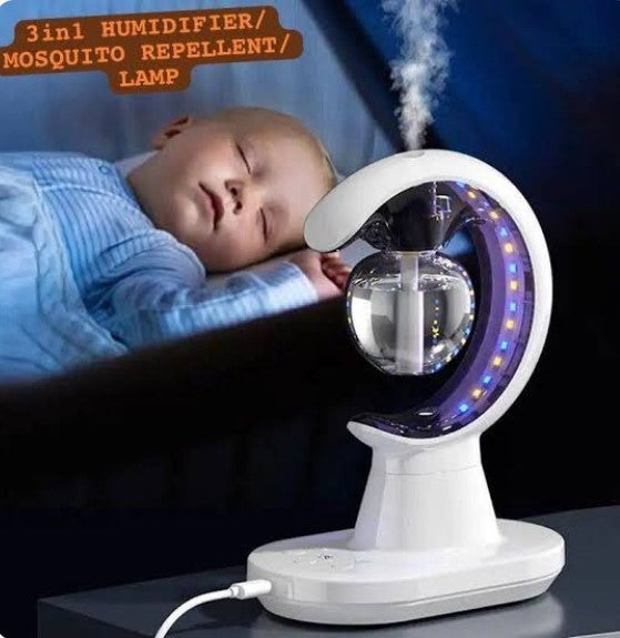 Multifunctional Smart Electric 3 In 1 Mosquito Repellent Air Humidifier LED Lamp | Home & Office Use