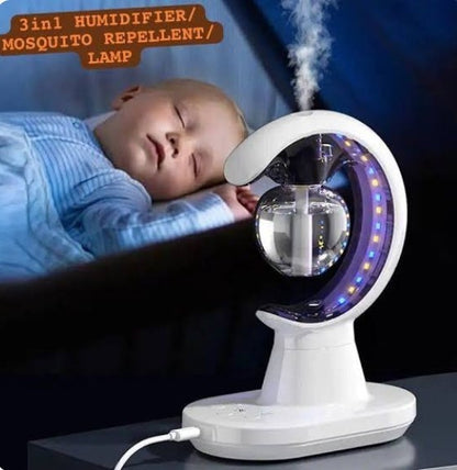 Multifunctional Smart Electric 3 In 1 Mosquito Repellent Air Humidifier LED Lamp | Home & Office Use